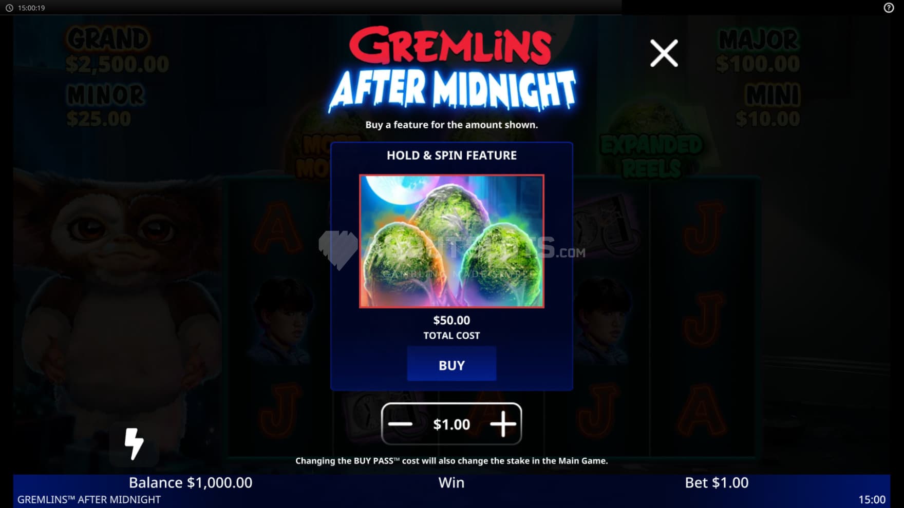 There is one Feature Buy that lets you go straight into the bonus game
