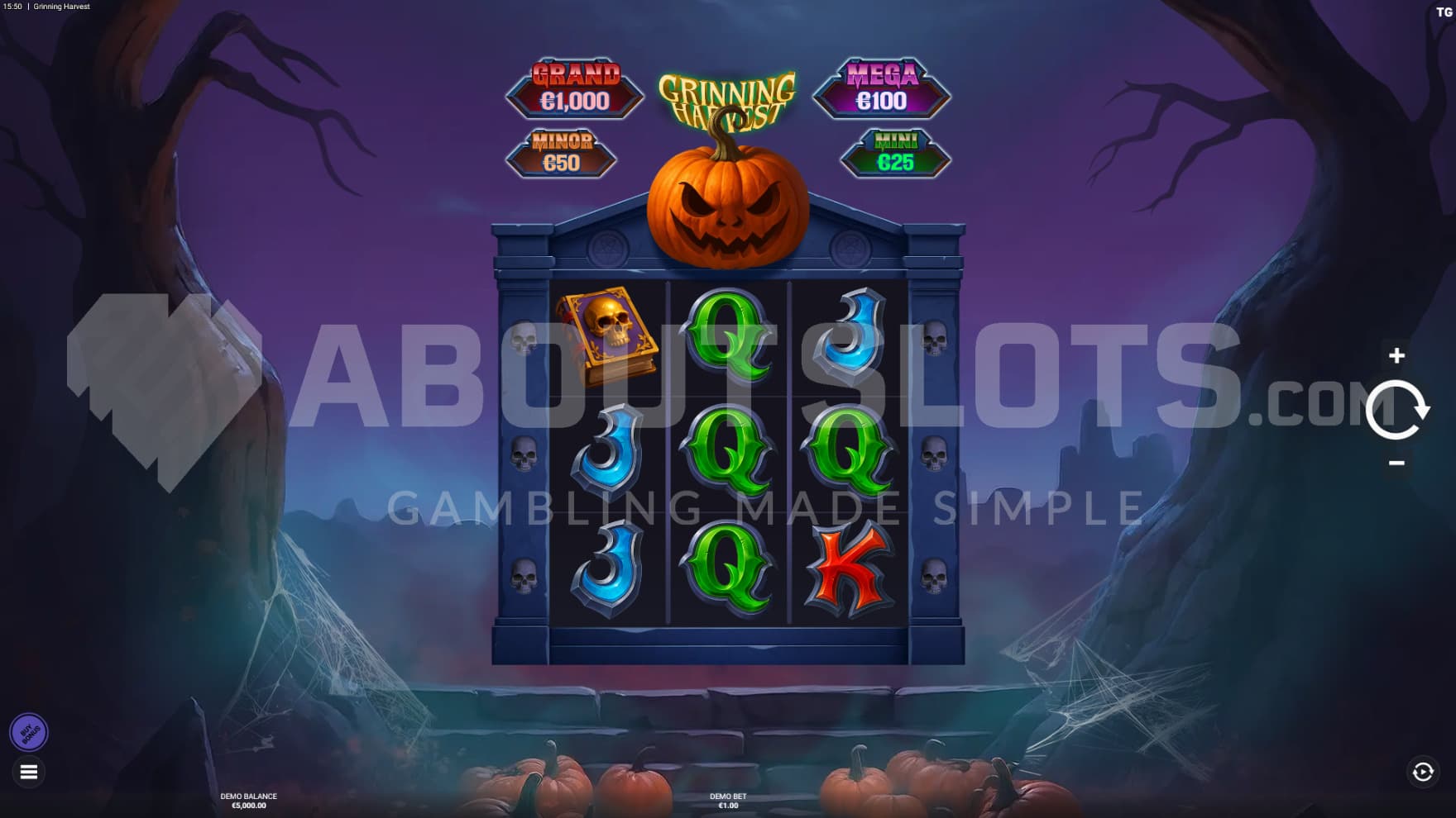 The playing grid is set at the entrance of a dark and mysterious graveyard