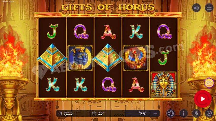 Base game with two big flames on the side of the reels.