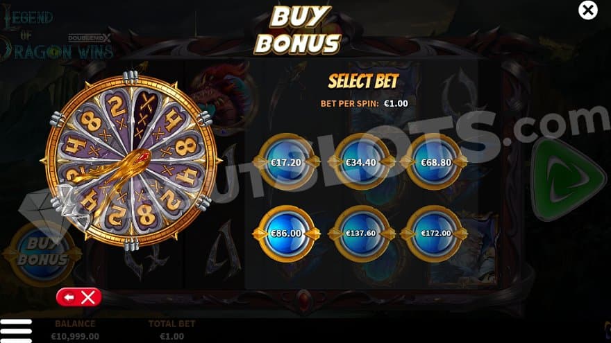 A screen offering the Free Spins for 86X the bet.