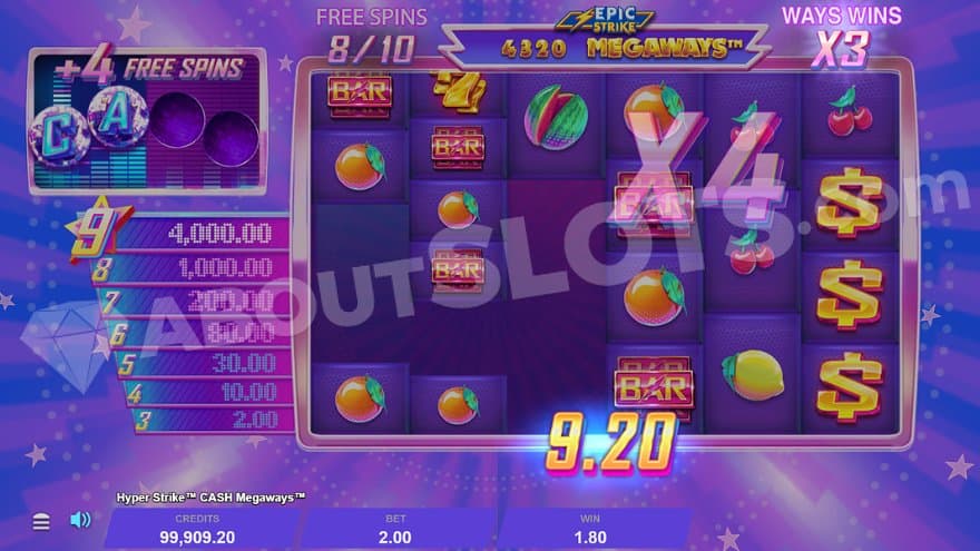 A 9.20 win on the eight of ten free spins.