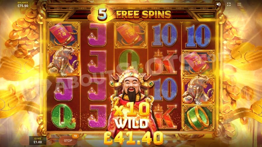 Free Spins with a 10X wild symbol on the middle reel.