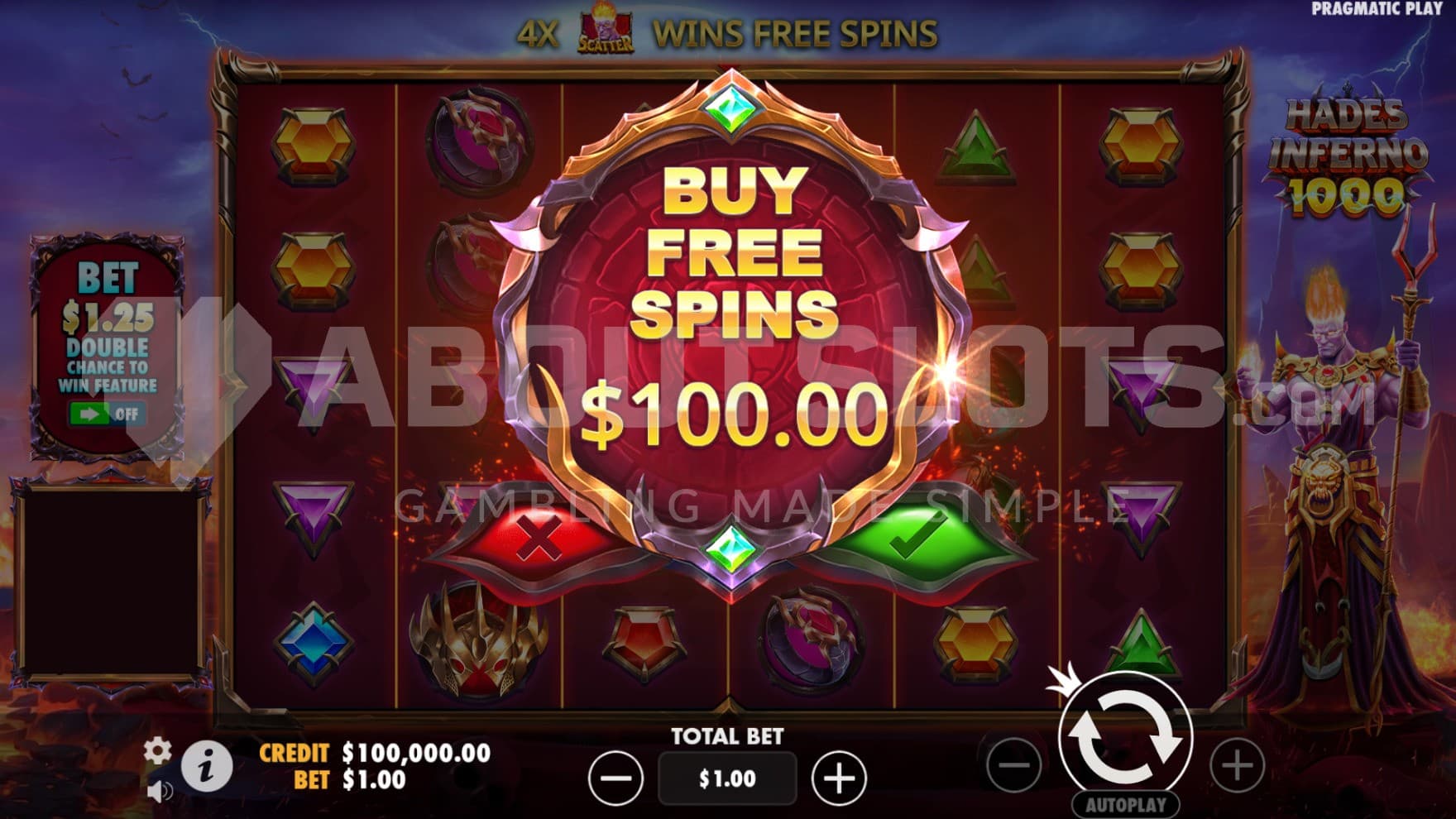 A feature buy sign hangs infront of the reels