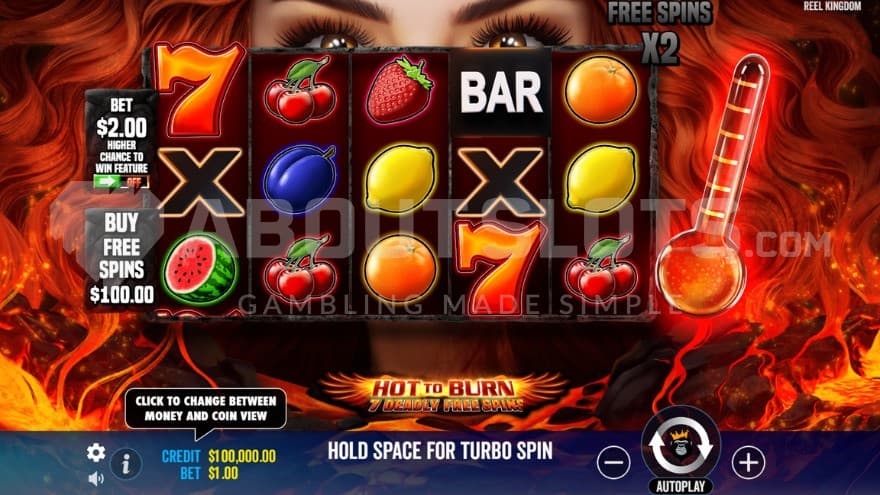 Base Game with X Symbol on reel 4