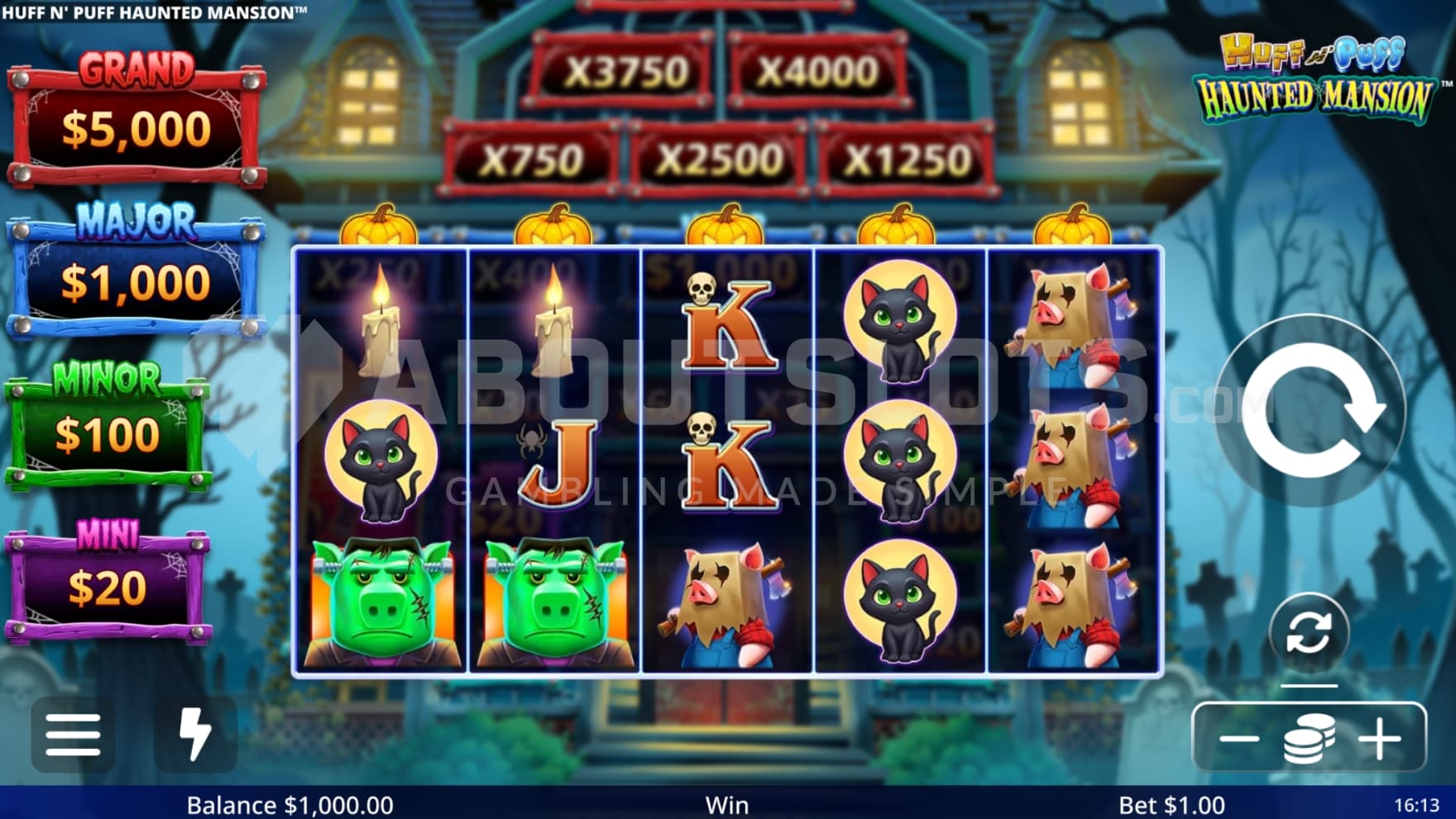 Jackpots on left side