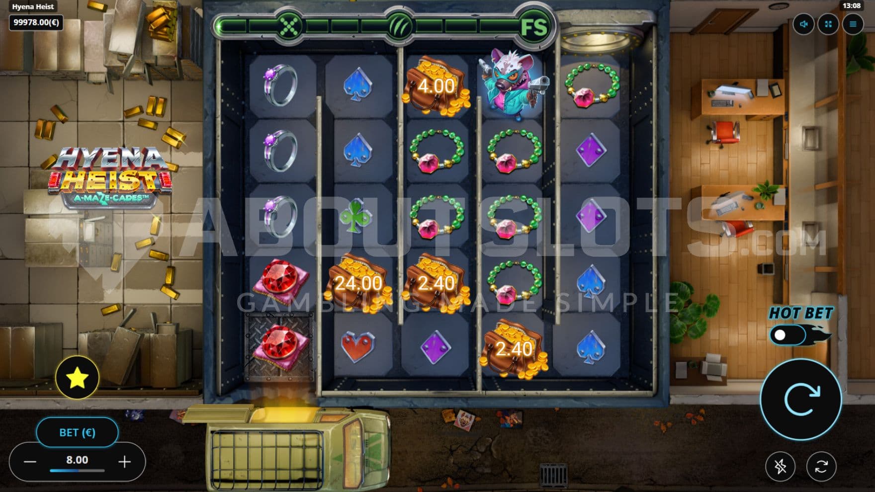 Cash Symbol on reel 2, 3, and 4