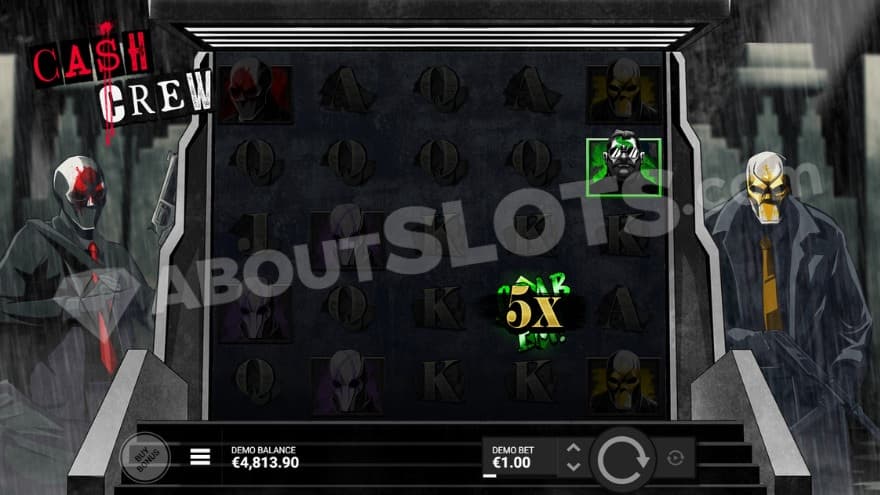 Grab 'Em symbol on the fifth reel together with one 5X cash symbol.