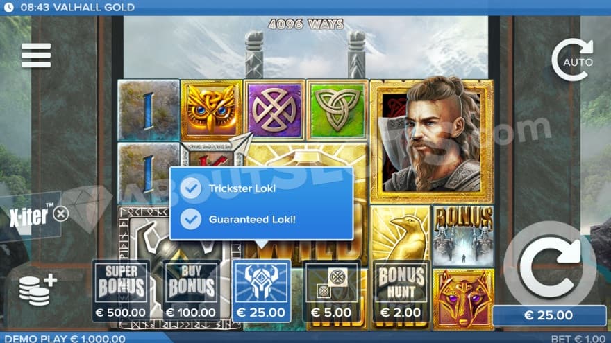 Bonus buy feature with five options to choose from.