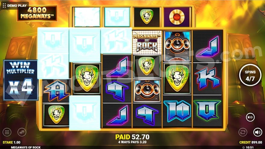 A win containing 7 symbols on the first three reels in the free spins.