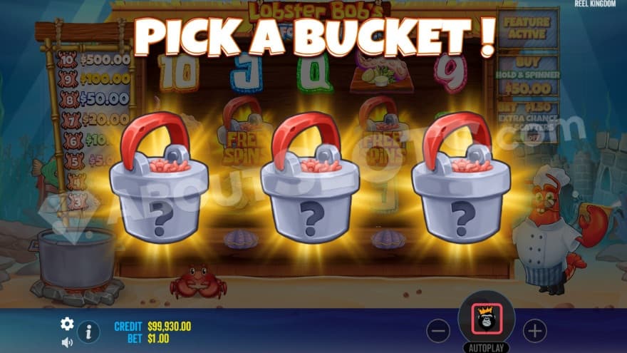 Pick a Bucket feature with three buckets to choose from.