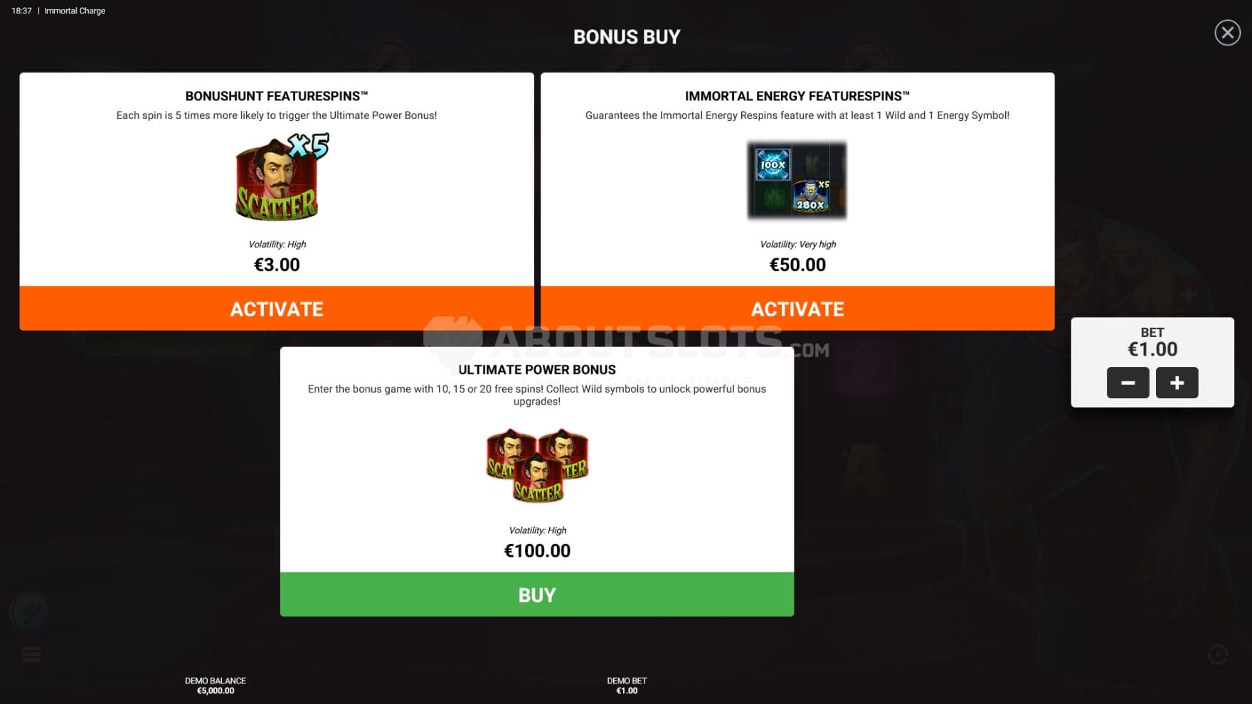 The feature buy comes with 3 different options to choose from