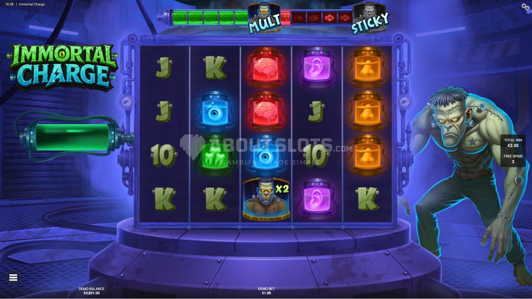 The Free Spins bonus game comes with a Progressive Wild Meter