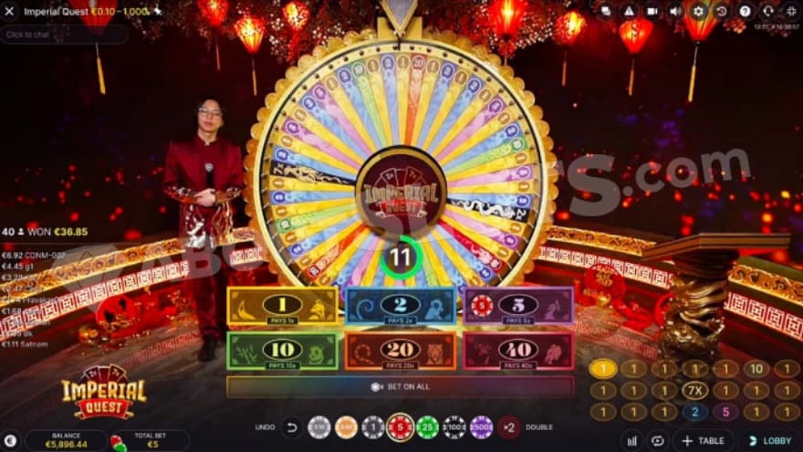 Main game with a game hose standing on the left side of a big wheel.