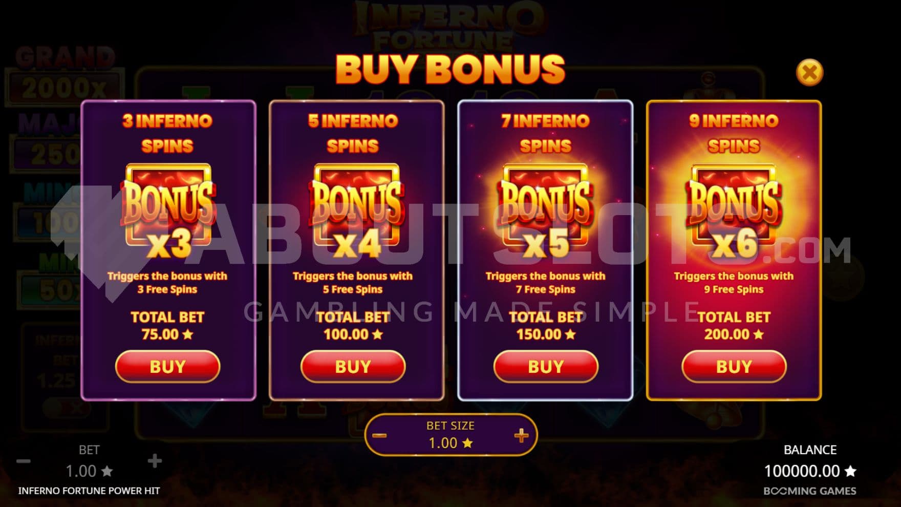 4 options Bonus Buy