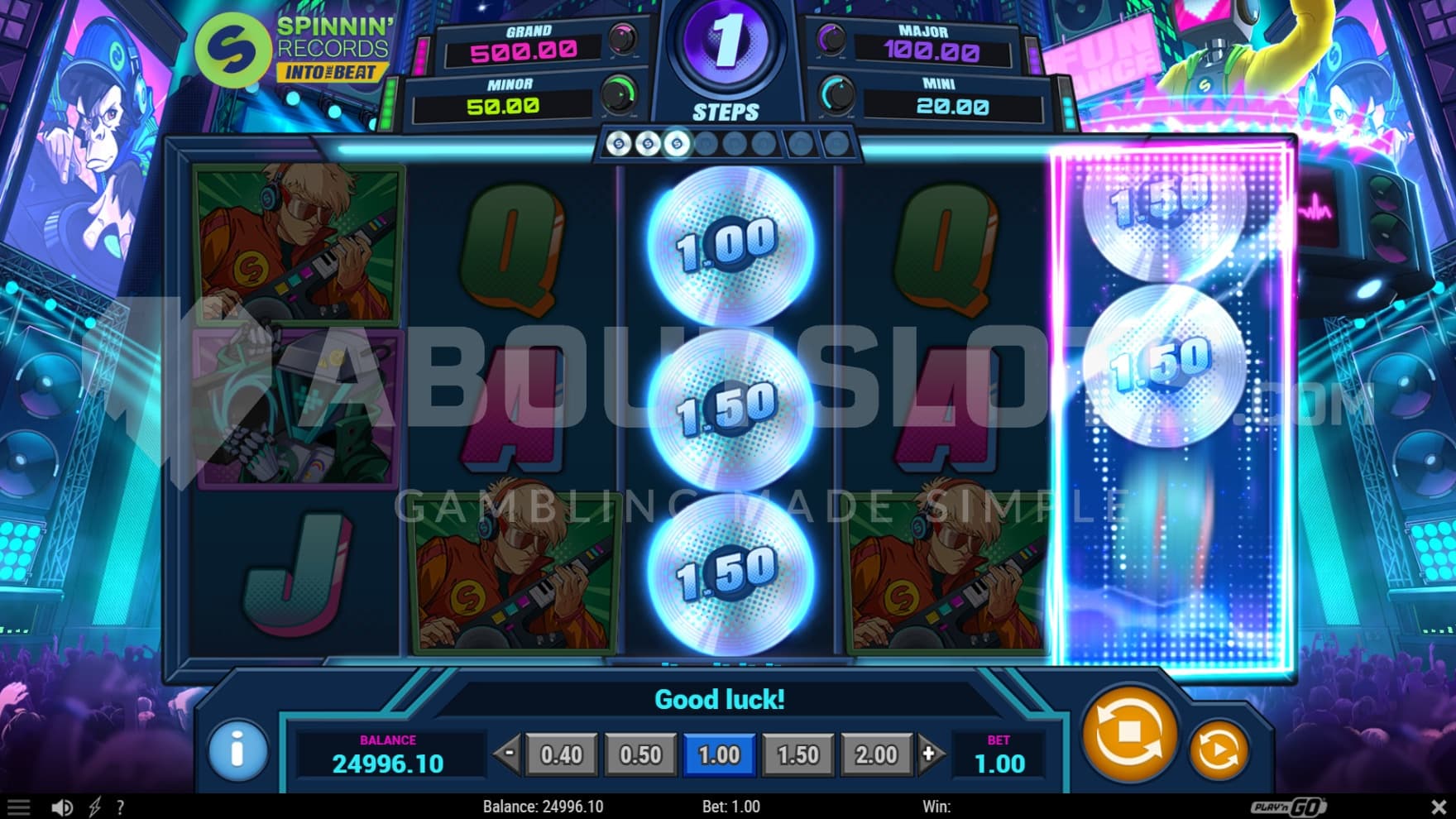 Record Symbols landing on the reels and activating the feature