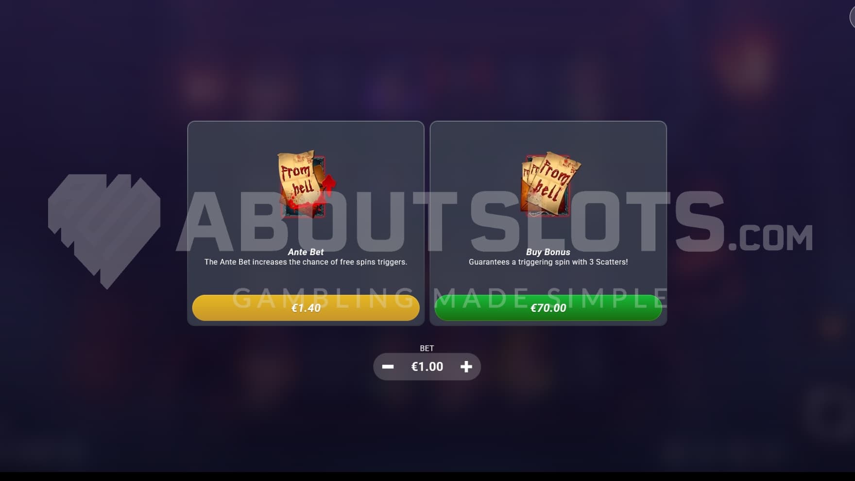 You have a Feature Buy and Ante Bet option to help you trigger the bonus game