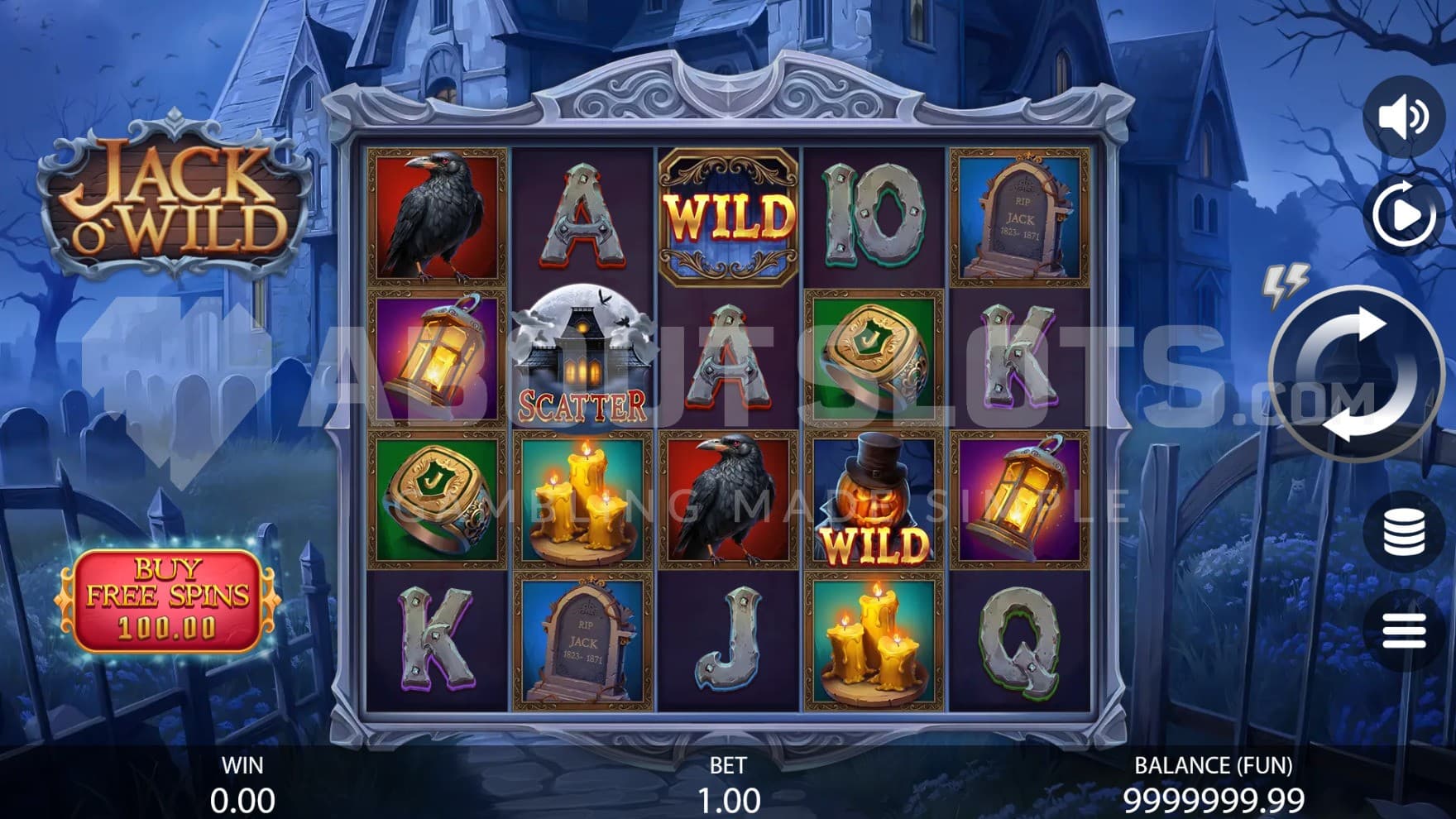 The base game playing grid is set outside of a haunted mansion