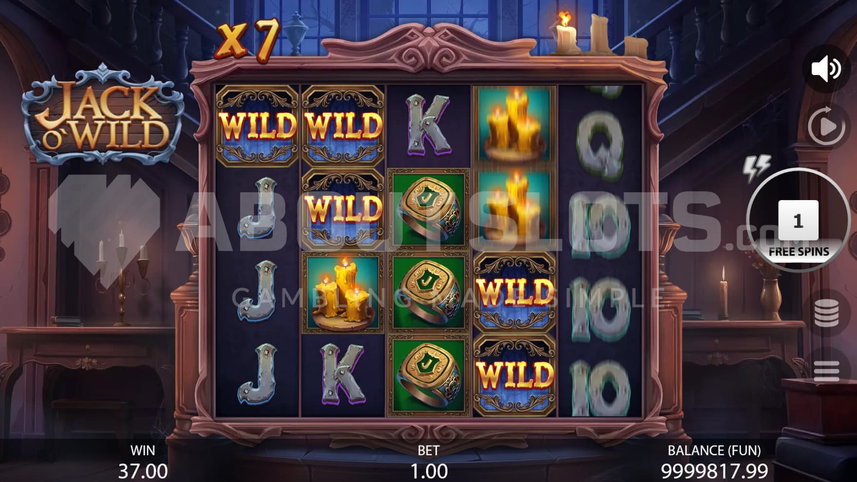 During the Free Spins you have permanent Wild Symbols as you explore the inside of the mansion