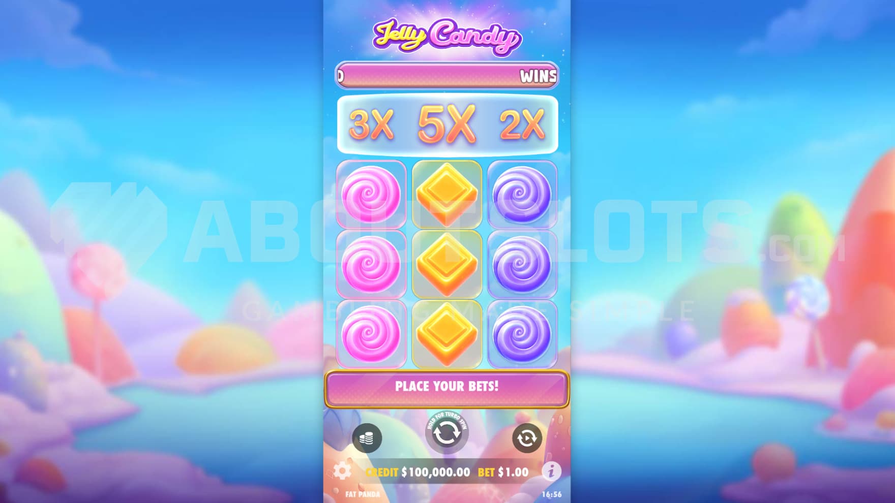 The candy-themed base game with sweet treats as symbols