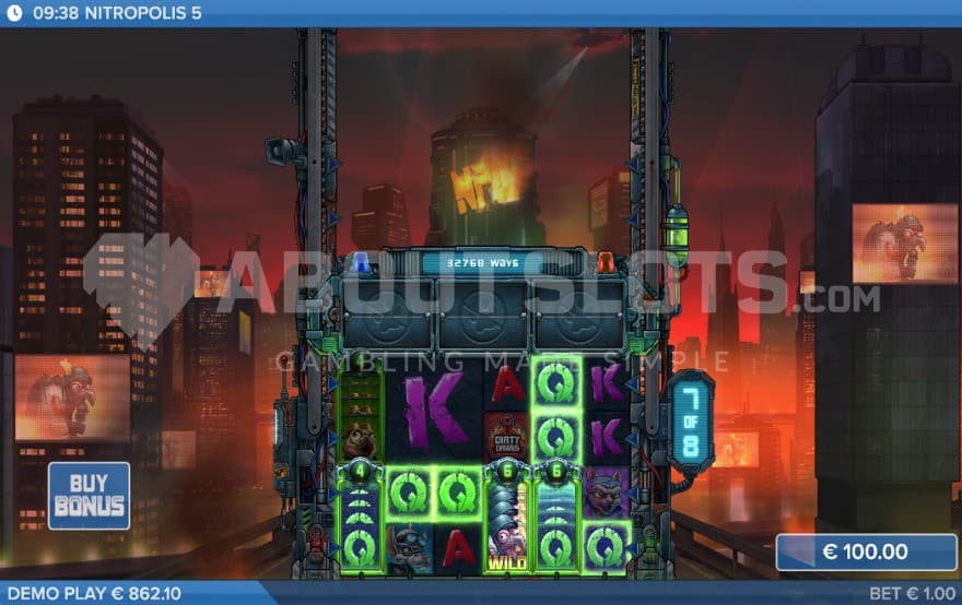 Bonus game feature with a current 32,768 ways to win.