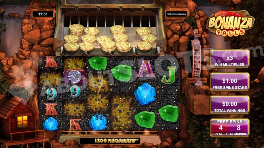 A win with symbols on the first four reels in the free spins.