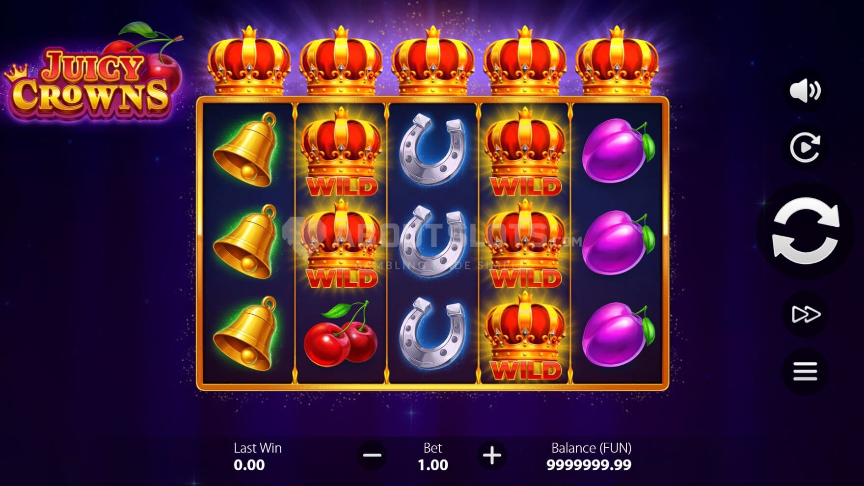 Crowns sit atop the reels, waiting to trigger and activate the Crown Wilds feature