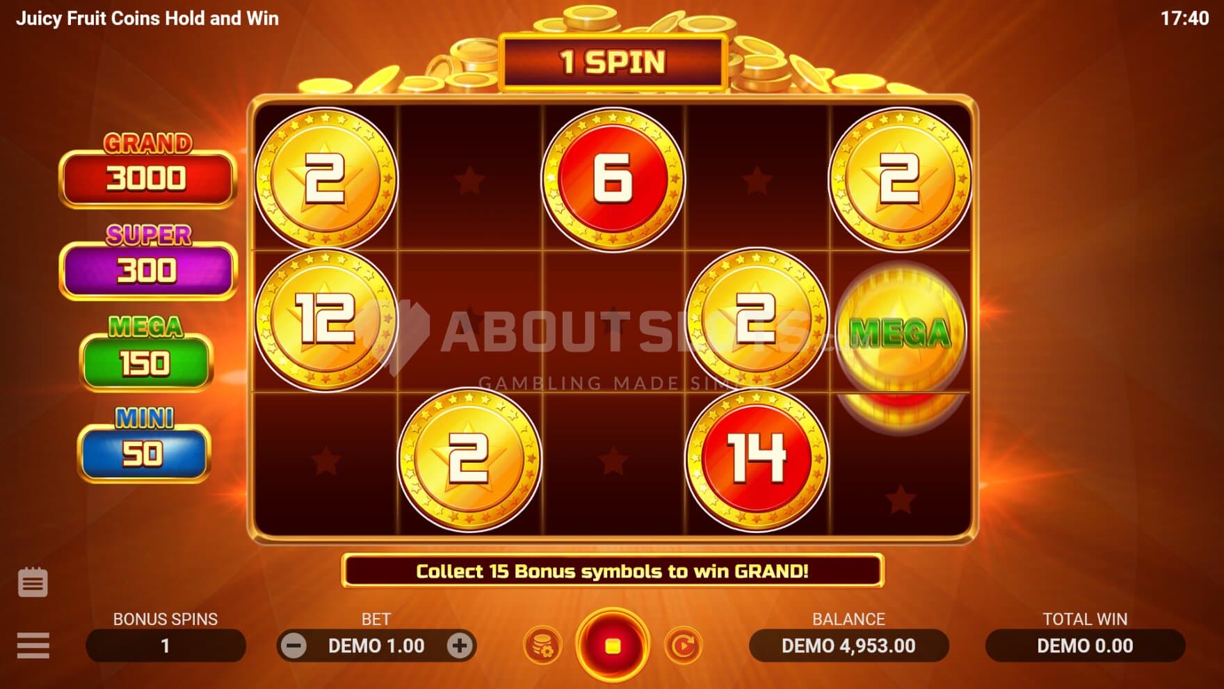 Coin Symbols come in various forms during the Respins bonus game