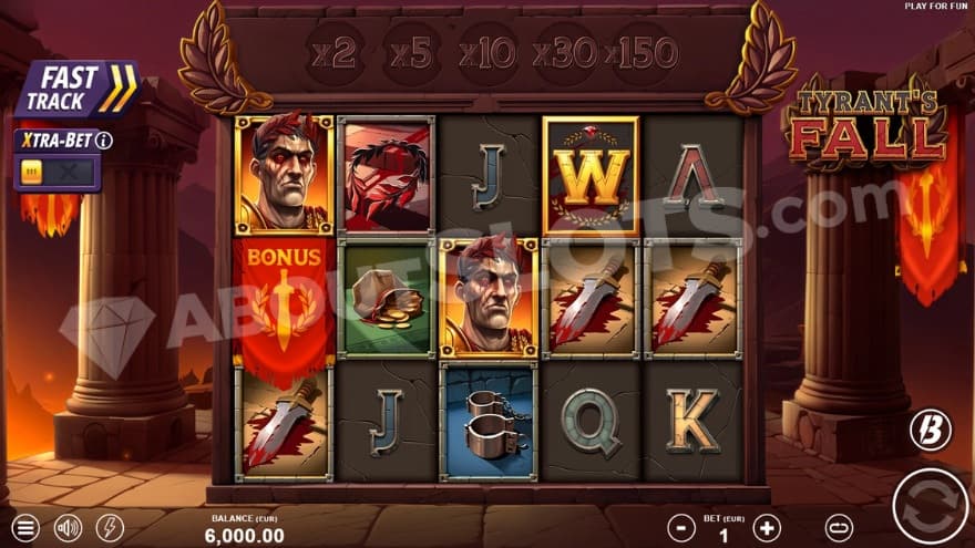 Base game with a wild symbol on the fourth reel.