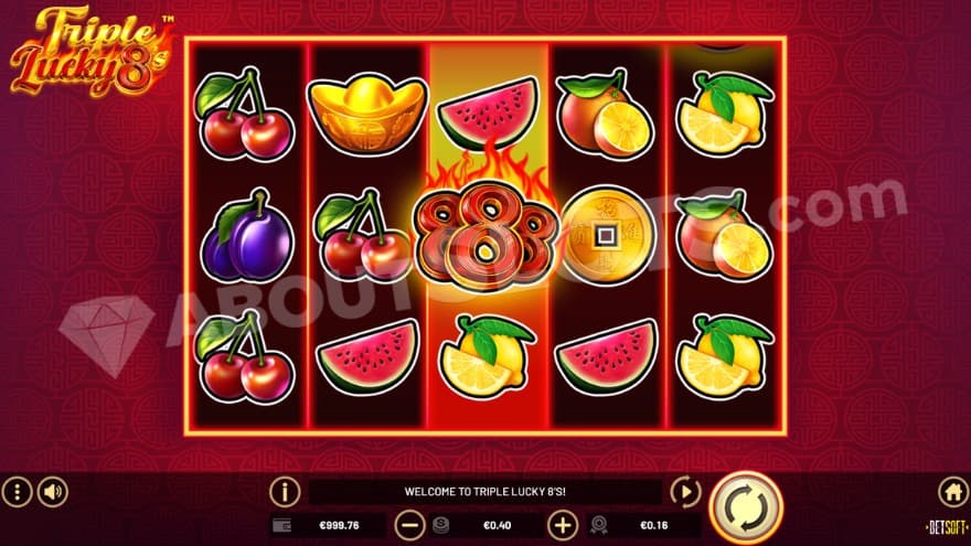 Base game where you can see fruit symbols on the reels.