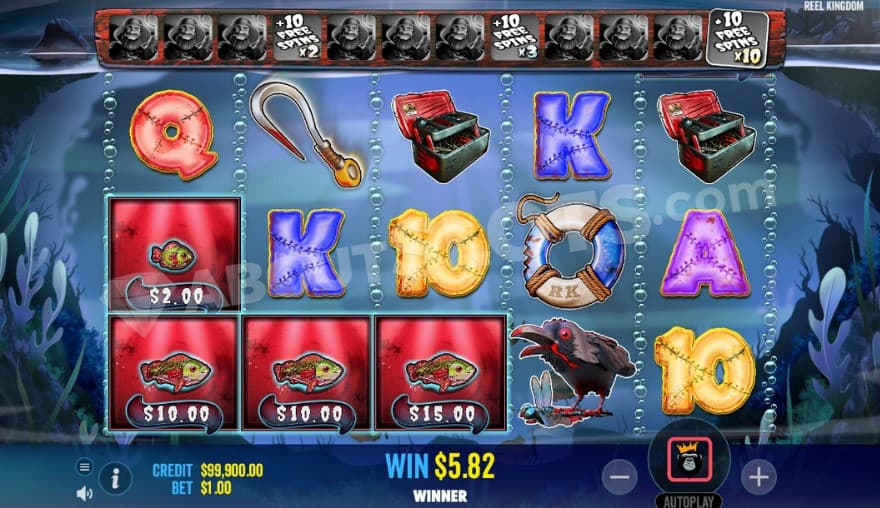Free Spins bonus game where you can see a winning lines with fish symbols.