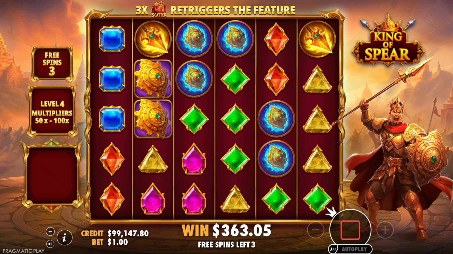 War breaks out during the Free Spins, increasing minimum for all Multipliers