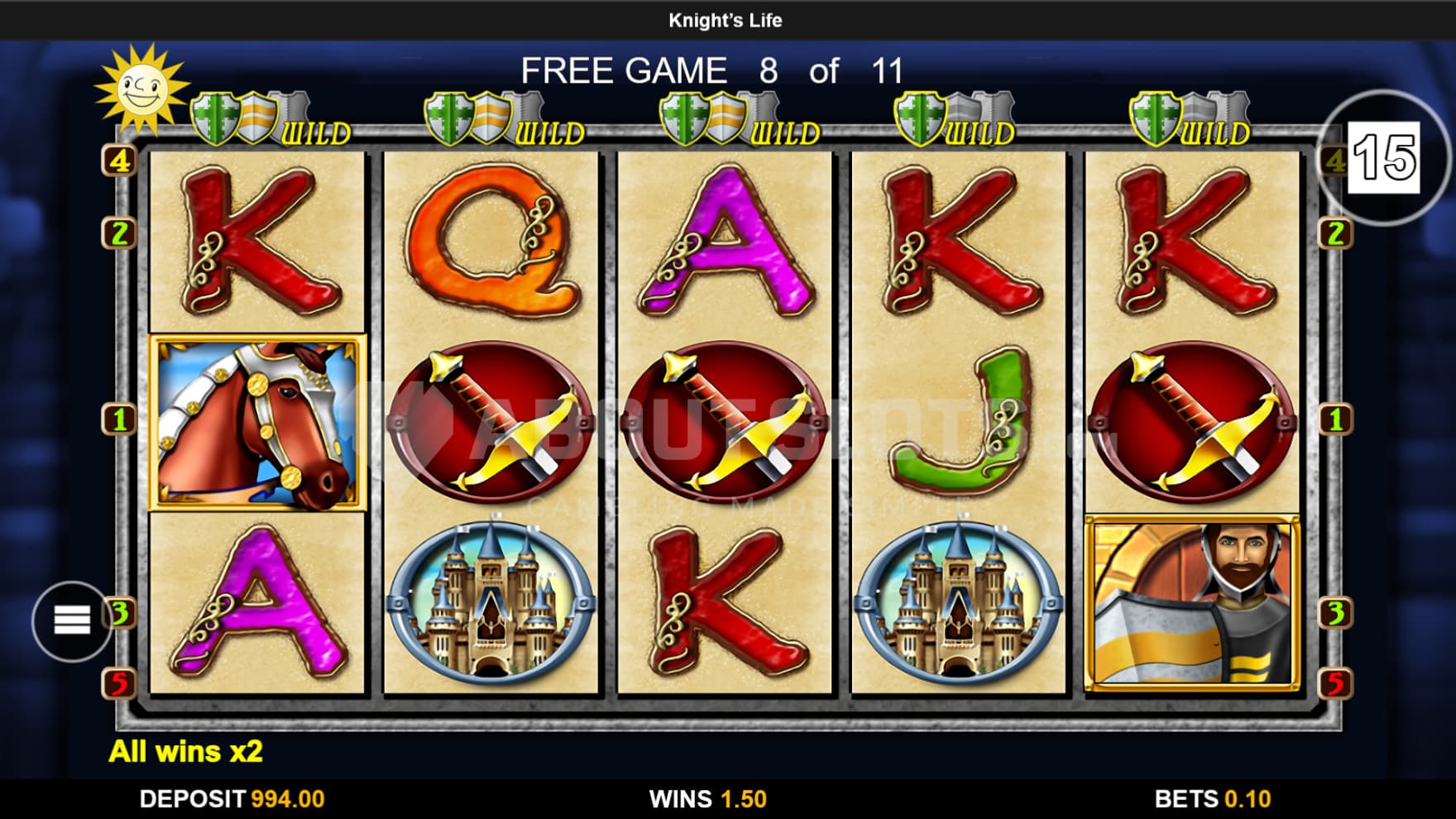 The knights turn into Wilds during the bonus game, step by step