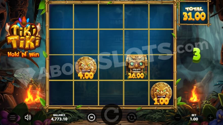 Hold 'N' Win feature with a current win of 31 being showed to the right.