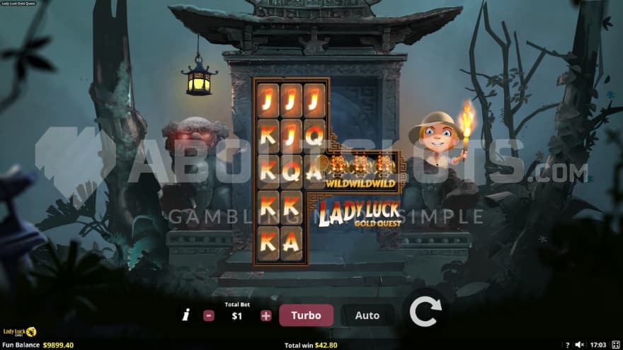 The Free Spins with Wilds crowding the last 3 reels