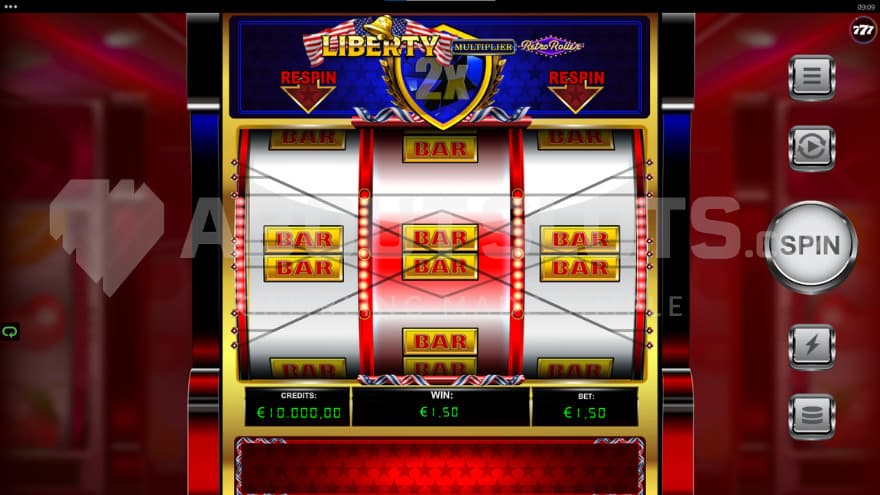 The playing grid is played on an old-school slot roller machine