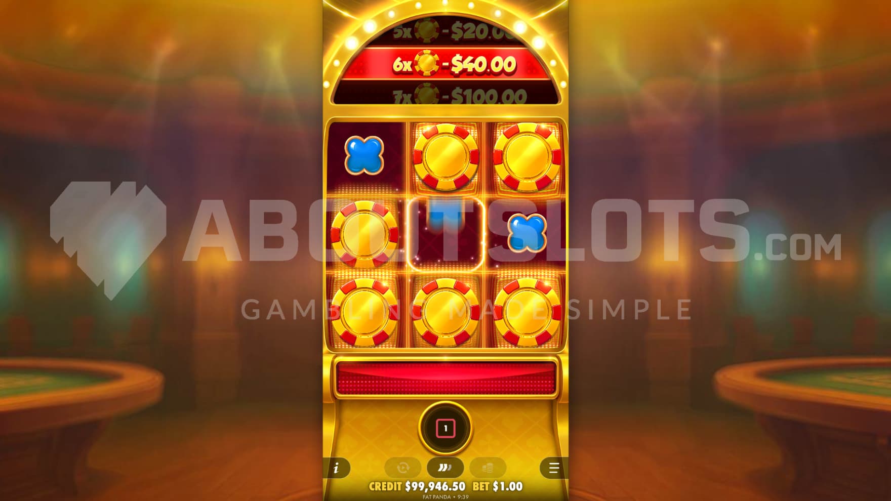 During the bonus game, the playing grid turns golden and only Scatter Symbols can show up