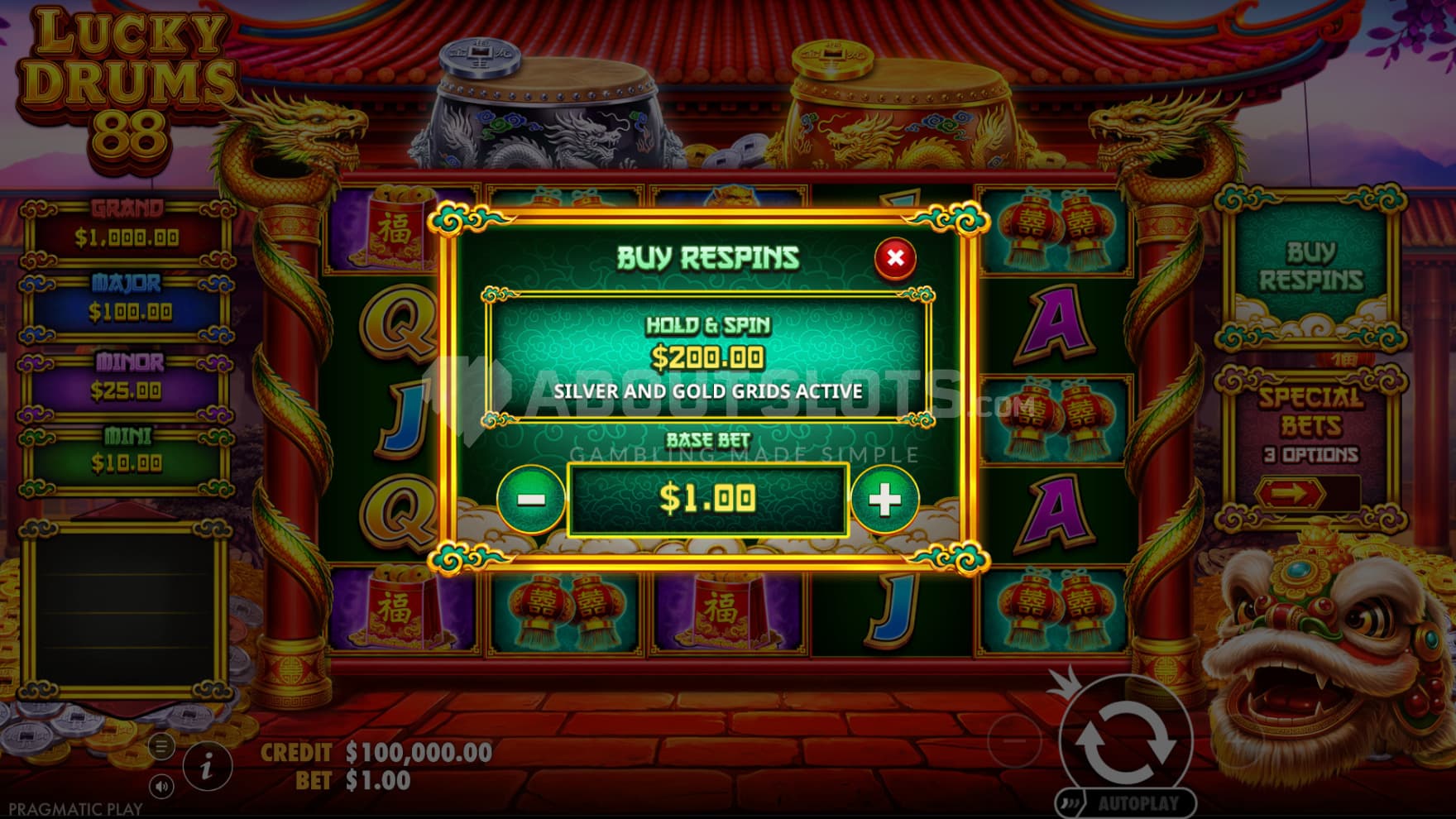 There is one feature buy that allows you a fully stacked bonus game with both bonus games triggered at the same time