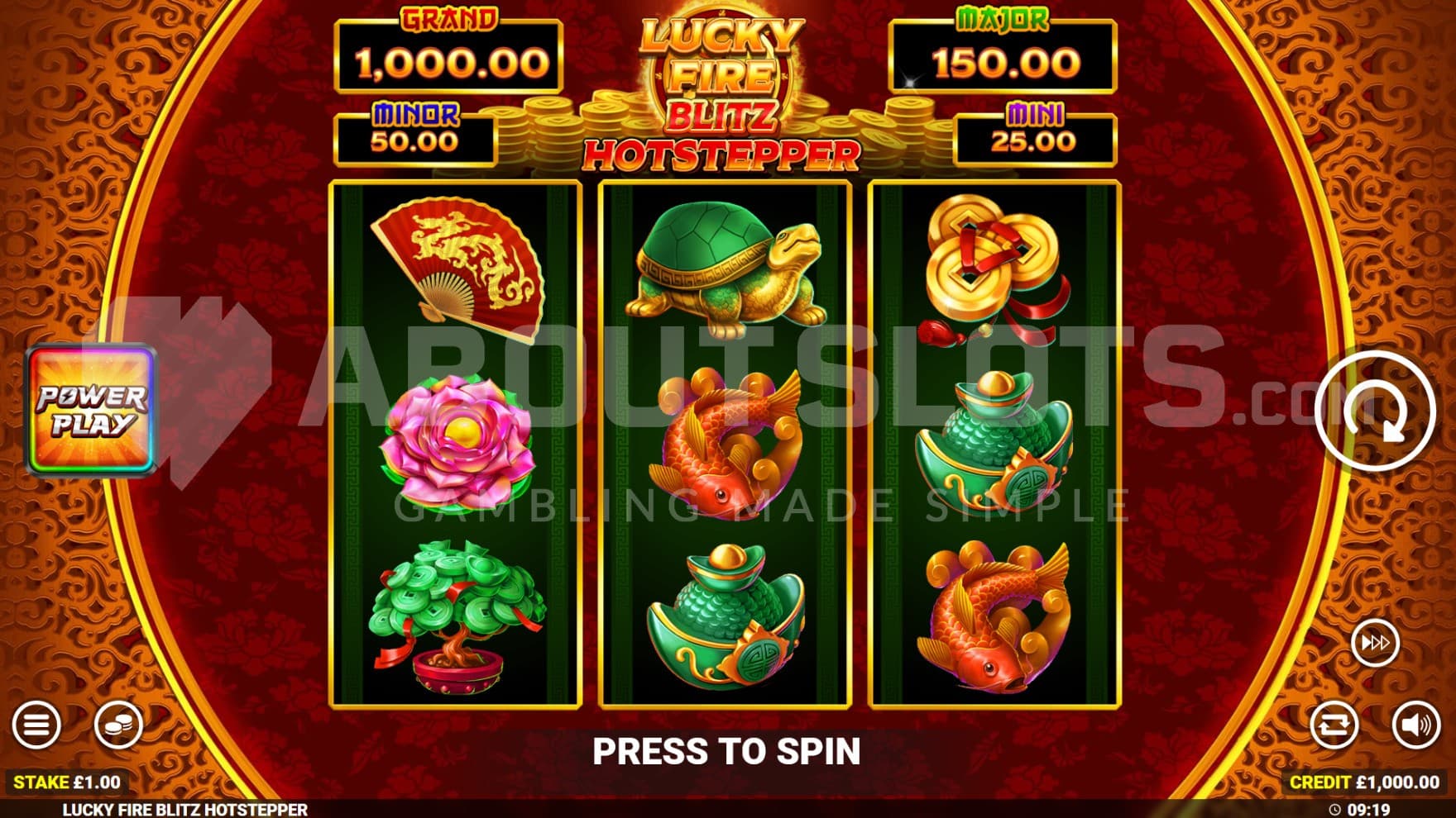 The playing grid filled with lucky symbols and golden coins