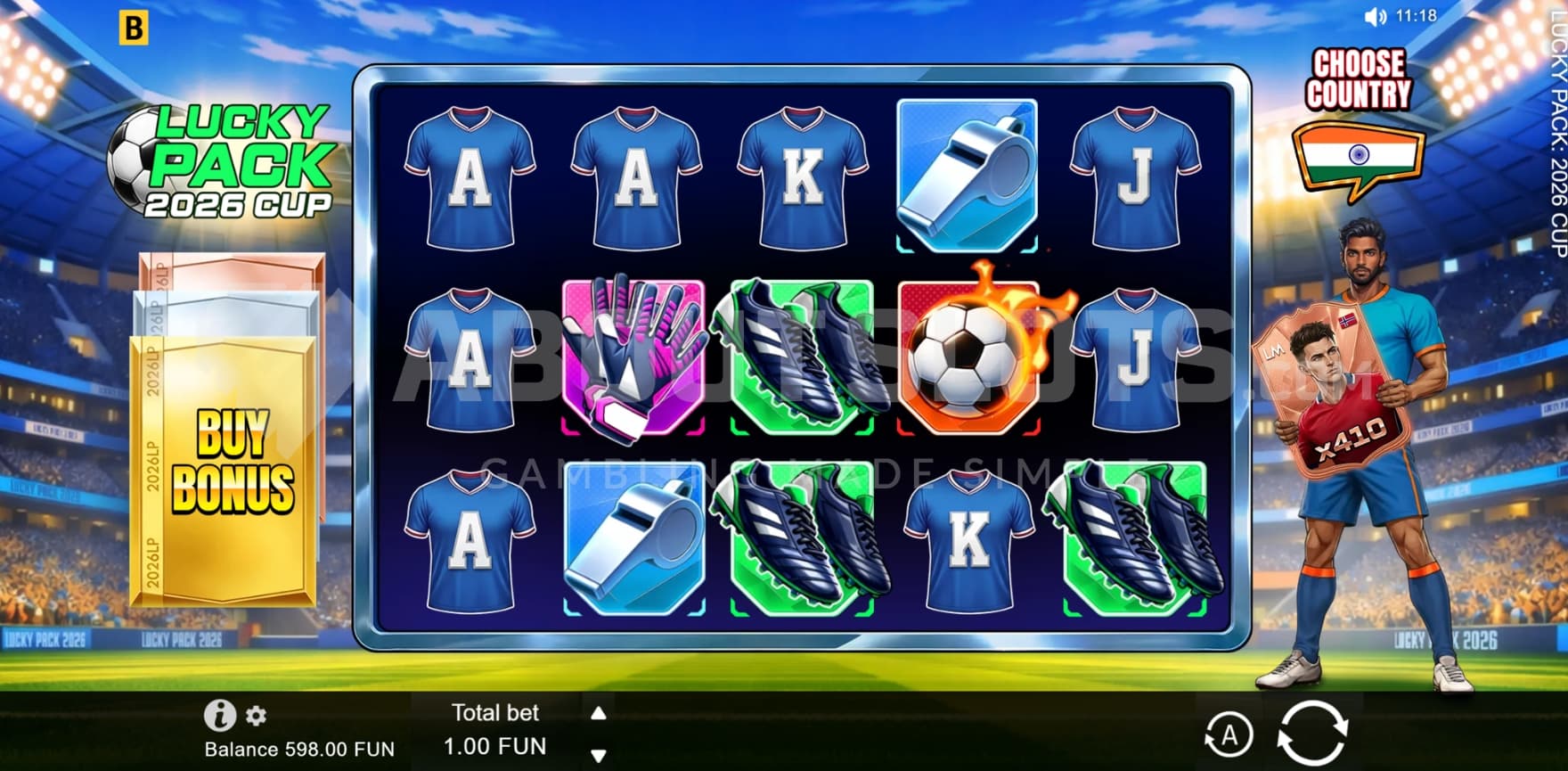 Arena layout - choose your national team on the right side