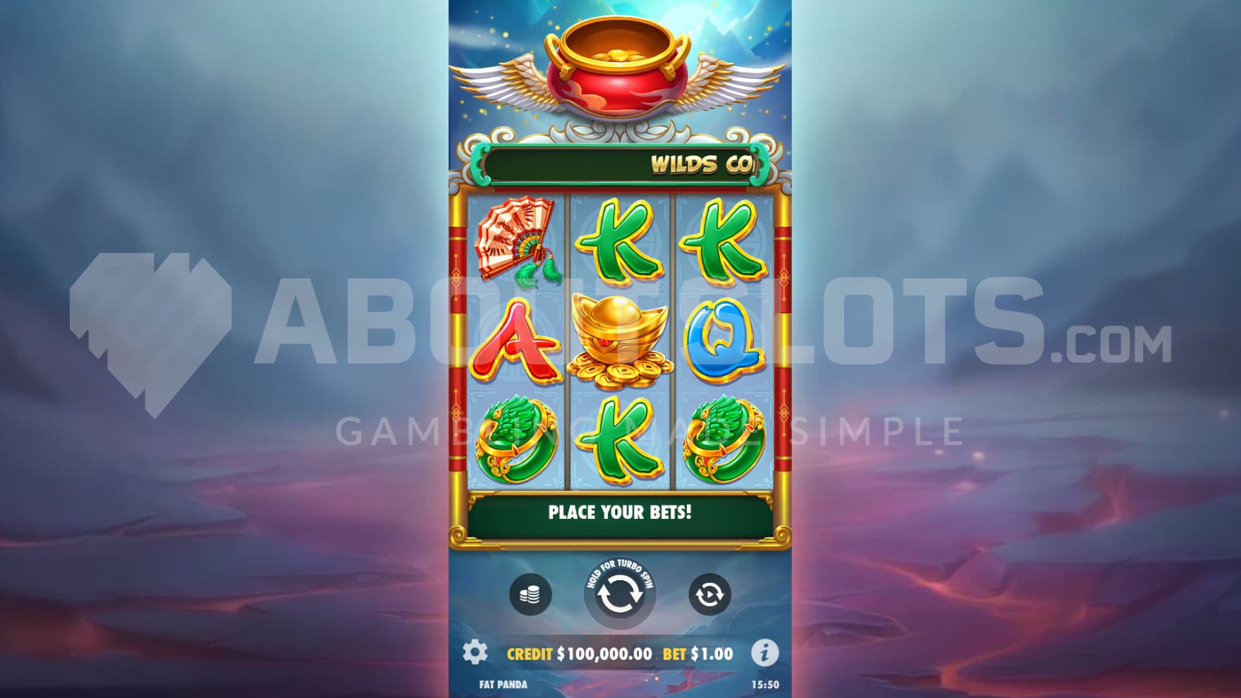 A flying golden pot sits above the playing grid in the base game