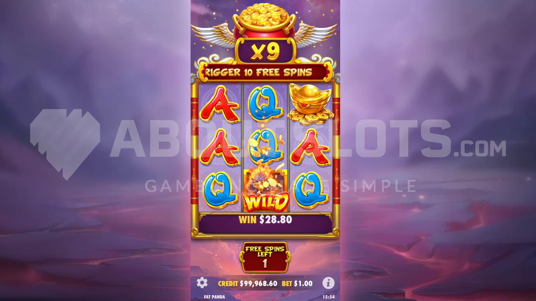 The free spins is active with the progressive multiplier shown above the reels