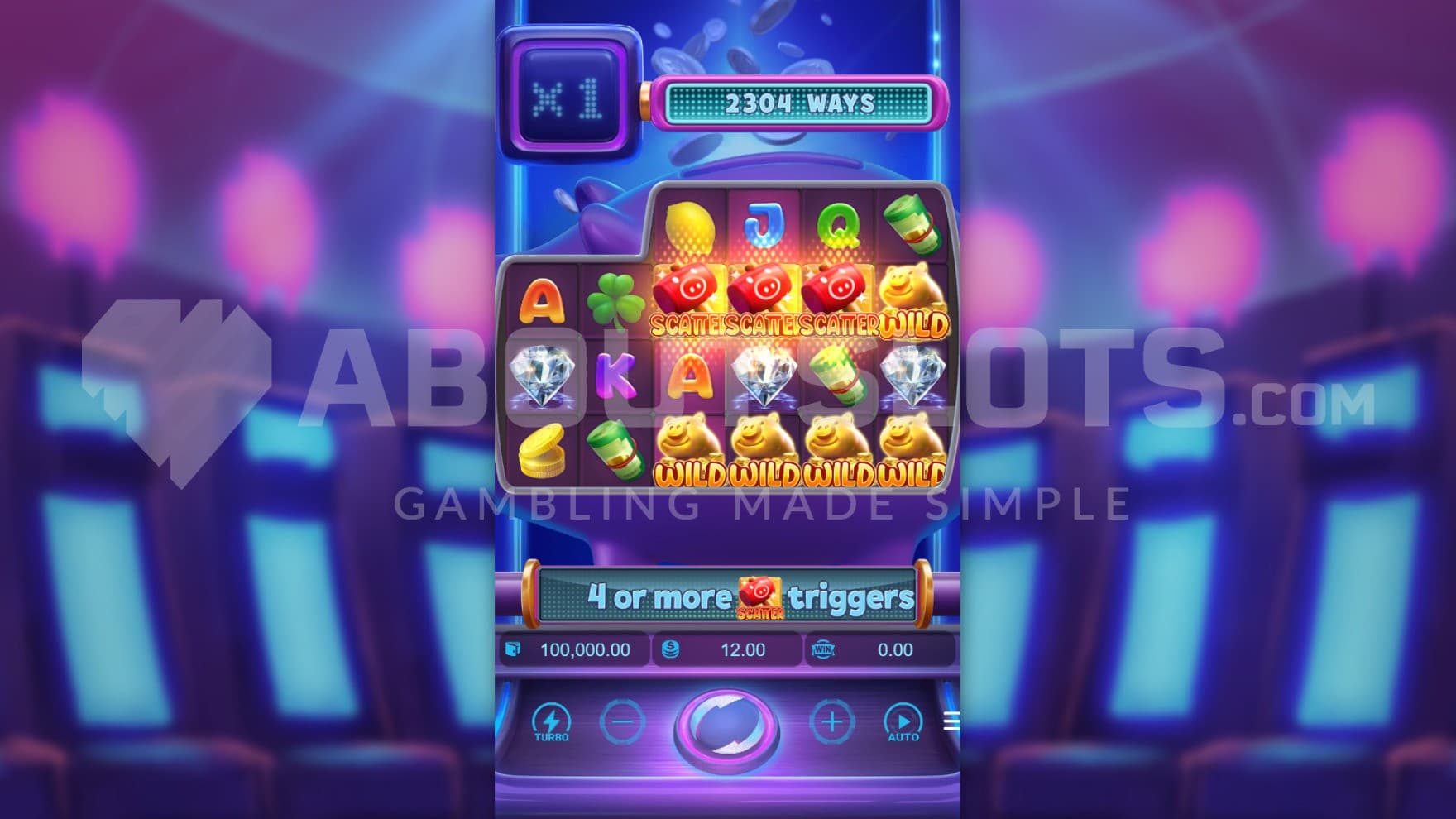 Slot machines in background