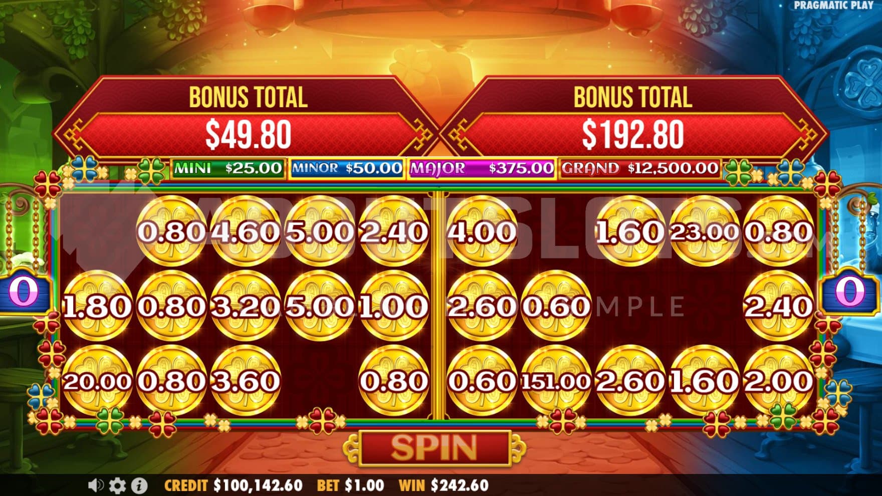 The Pot Respin feature with all 3 bonuses active