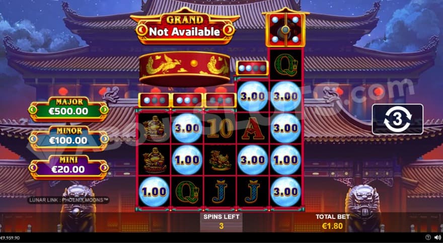 Hold and Respins feature with three respins remaining.