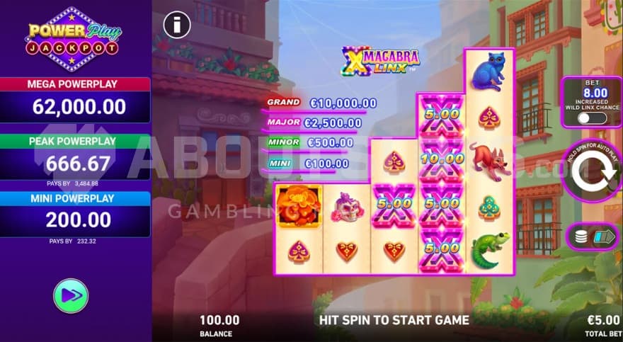 PowerPlay Jackpot on left side of the screen