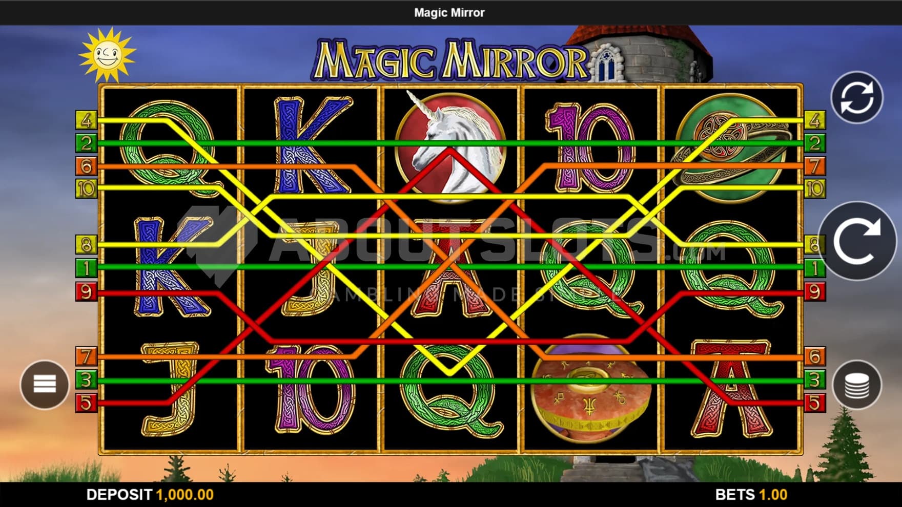 The base game is set outside the magical tower, with simple, fantasy symbols on the playing grid