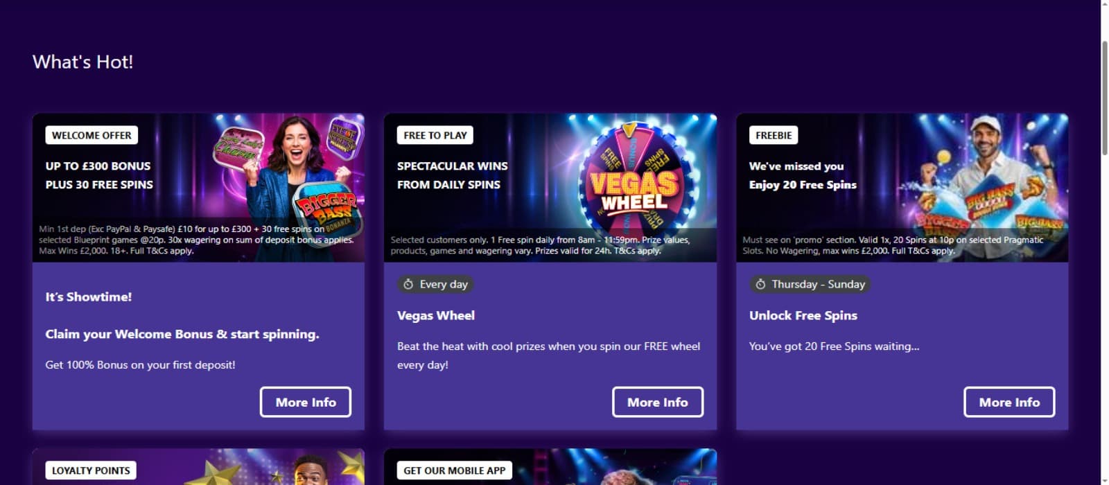 MagicalVegas Casino promotions page with the welcome bonus and other bonus offer banners and their descriptions