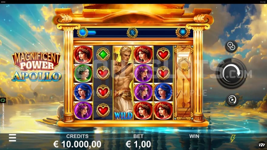 The playing grid built on a golden marble building on a lake