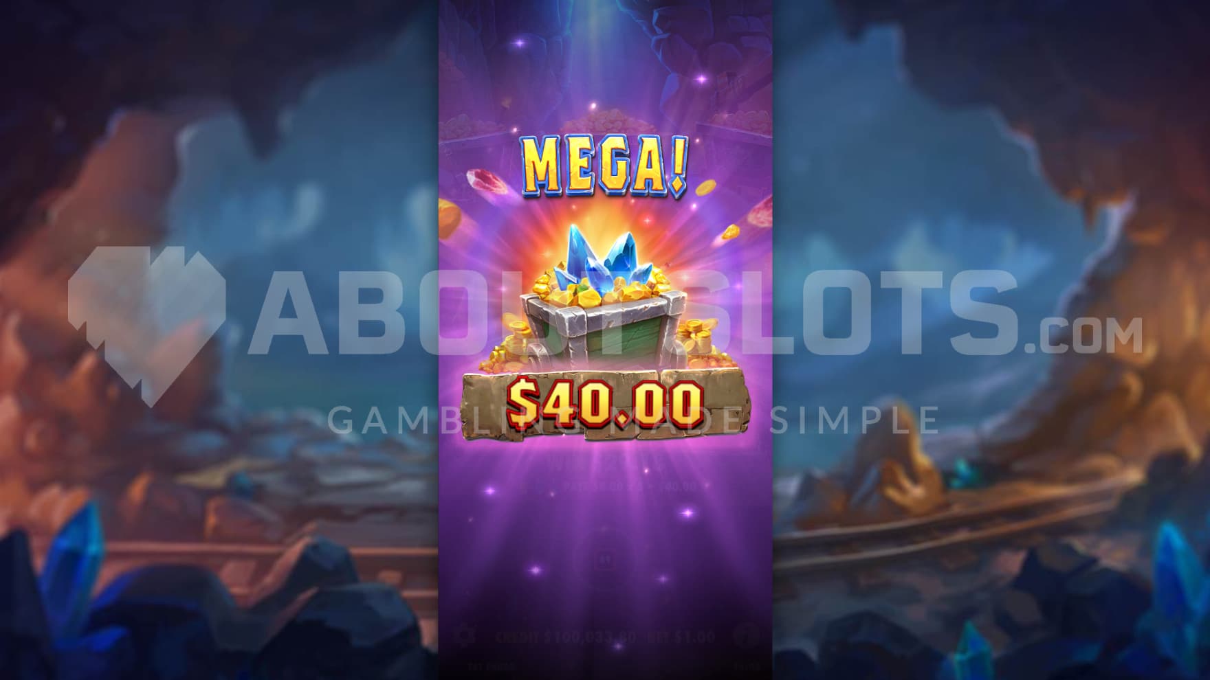 A Mega Win hits, paying out 40X the bet