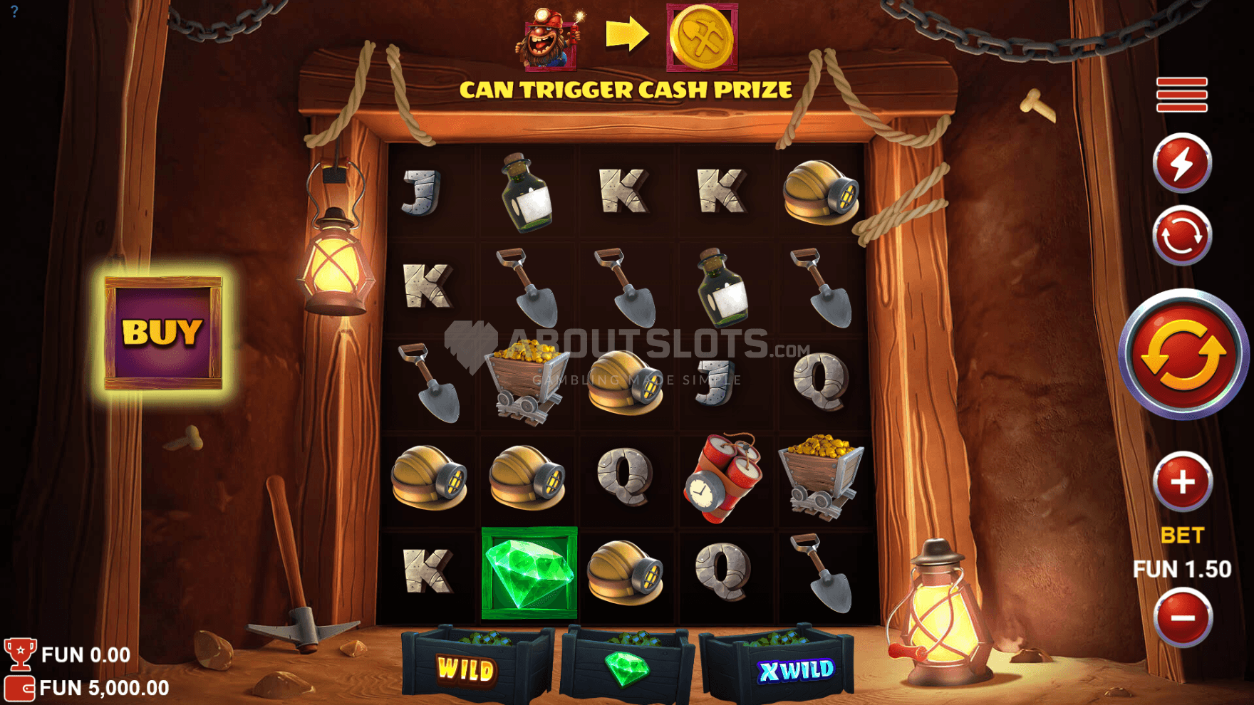 The playing grid is built into a dark entrance in the mine